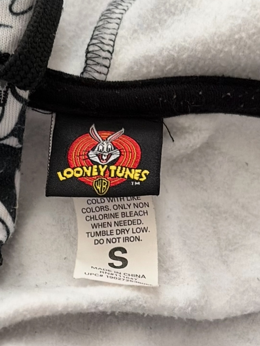 Rare Black & White Looney Toons Cartoon Zip Hoodie - Picture 2 of 2